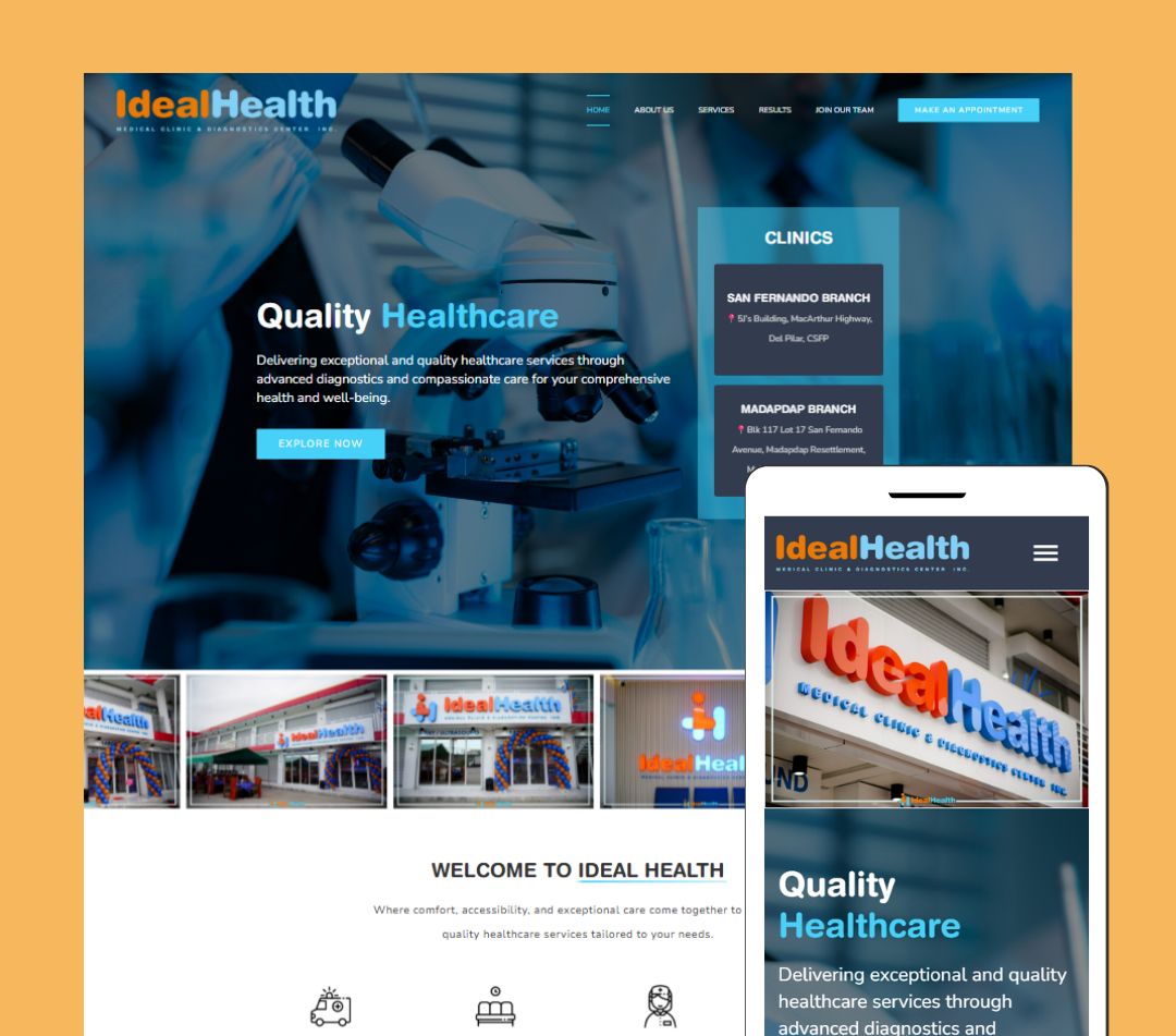 Website for Ideal Health Medical Clinic and Diagnostics Center Inc.
